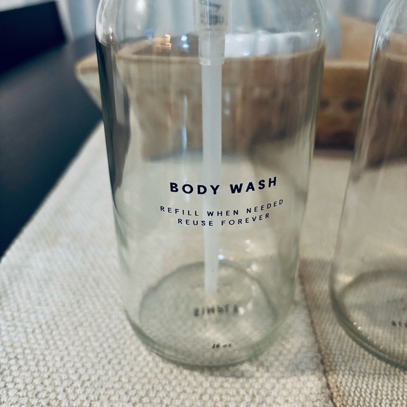 Clear Glass Shampoo, Conditioner, and Body Wash Dispensers